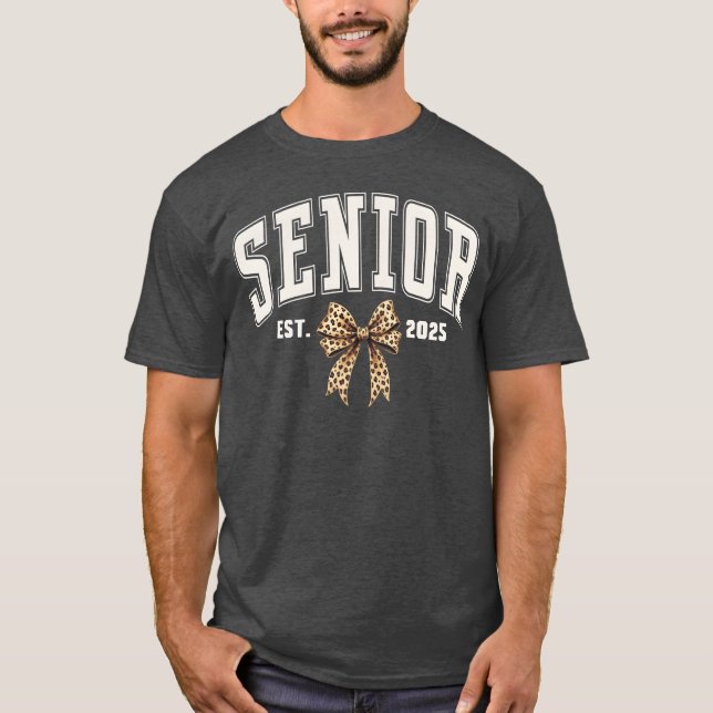 Senior Est 2025 Klass 2025 Leopard Senior 2025  T Shirt (Framsida)