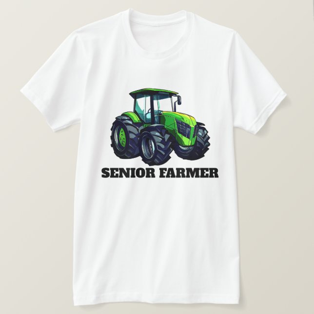 ’Senior Farmer’ och Grönt Tractor T-Shirt (Design framsida)
