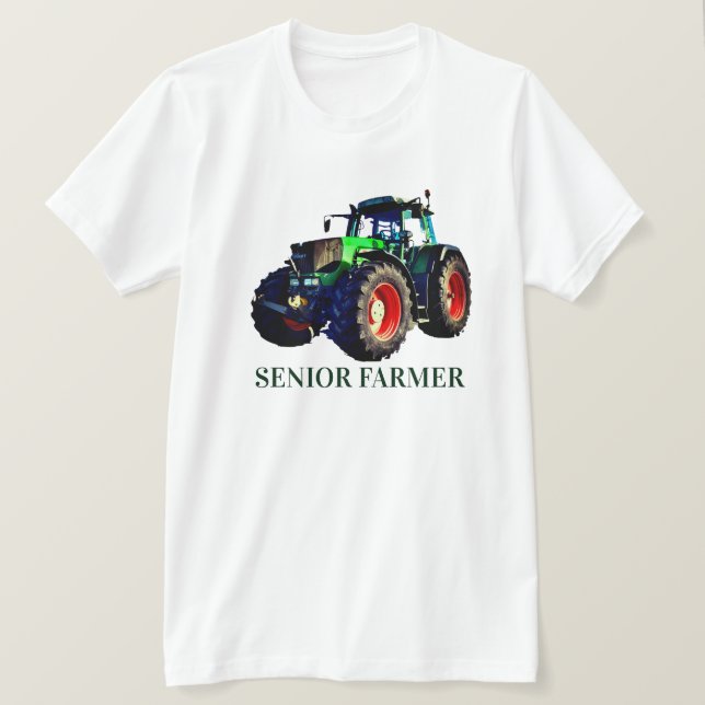 ’Senior Farmer’ och Grönt Tractor T-Shirt (Design framsida)