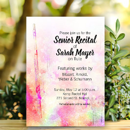 Senior Flute-skäl - färgstark vattenfärgsdesign Inbjudningar