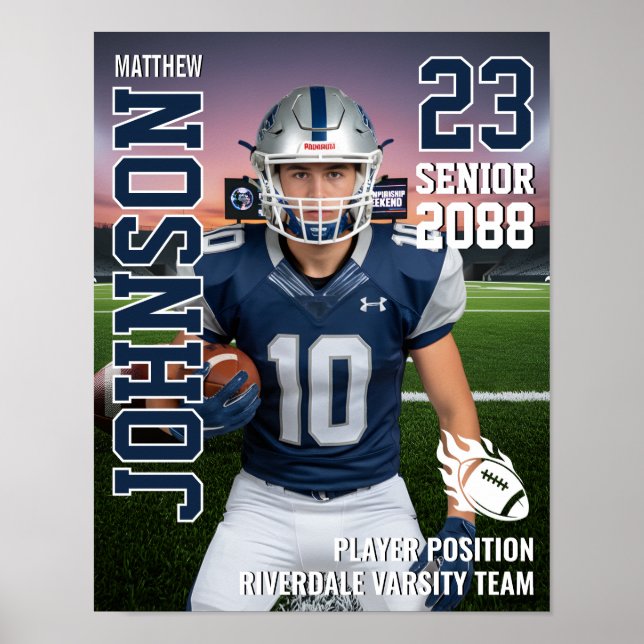 Senior Football Team Custom Photo Gift Sports Poster (Framsidan)