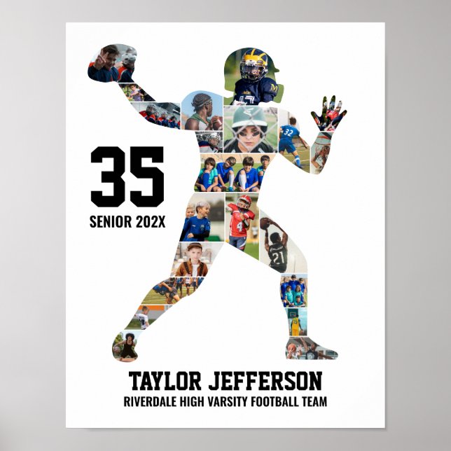 Senior Football Team Photo Collage Custom Sports Poster (Framsidan)