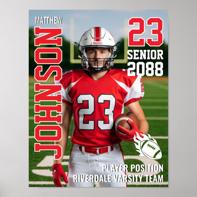 Senior Football Team Photo Gift Sports Player Poster (Framsidan)