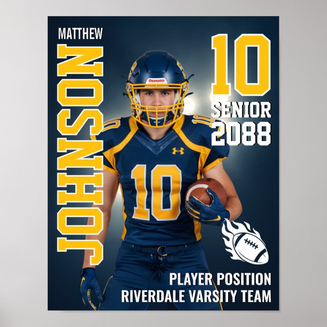 Senior Football Team Player Photo Gift Sports Poster (Framsidan)