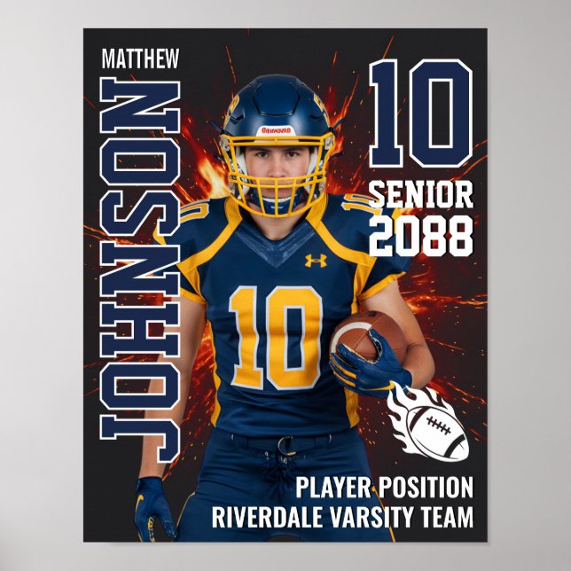 Senior Fotboll Foto Eld Bakgrund Sporter Poster (Framsidan)