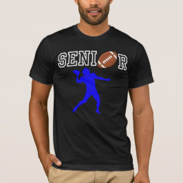 Senior fotbollskvartsback med blå silhuett t shirt
