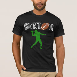 Senior fotbollskvoterback med grön siluett t shirt