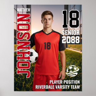 Senior fotbollslag anpassad spelarbild sport poster