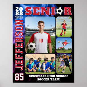 Senior fotbollslag idrottsspelare fotokollage poster