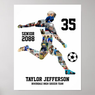 Senior fotbollslag sport anpassad fotokollage poster