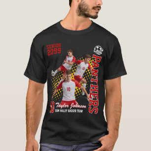 Senior Fotbollsspelare Anpassad fotokollage Röd T Shirt
