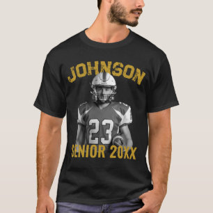 Senior fotbollsspelare anpassad vintagefoto t shirt
