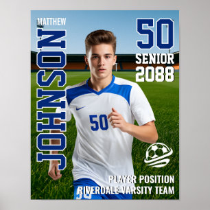 Senior Fotbollsspelare Lagfoto Anpassade Sportarti Poster