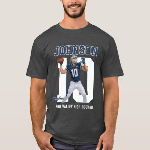 Senior Fotbollsspelare Nummer Anpassad Bild Blå T Shirt