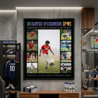 Senior fotbollsspelare nummer anpassad foto sport poster