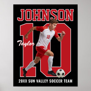 Senior fotbollsspelare nummer anpassad foto sport poster
