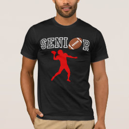Senior fotbollsspelare Quarterback Röd T Shirt