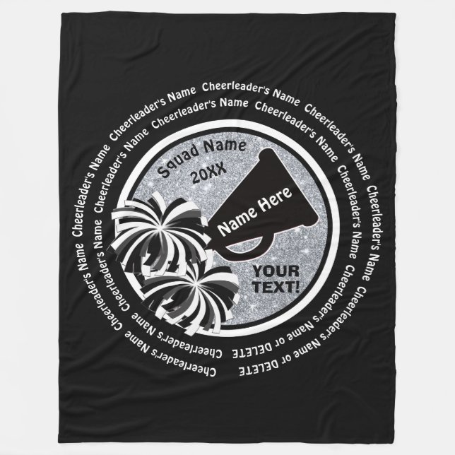 Senior Gift Ideas for CheerLeaders, Black, Silver Fleecefilt (Framsidan)