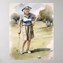 Senior Golfer - Golf Art-utskrift Poster