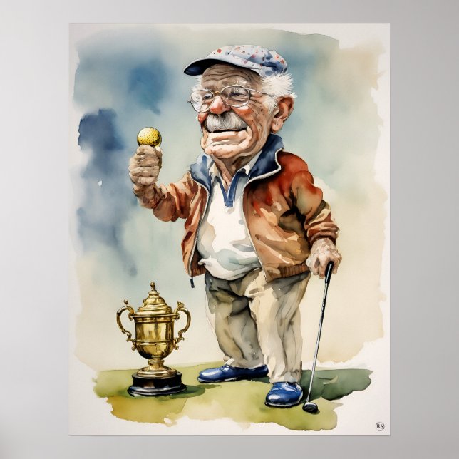 Senior Golfer - Golf Art-utskrift Poster (Framsidan)