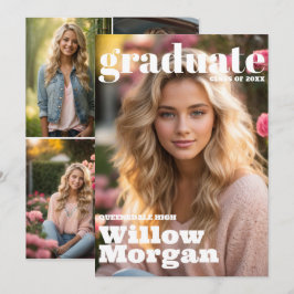 Senior Grad 3 Photo Studenten Event-inbjudan Inbjudningar