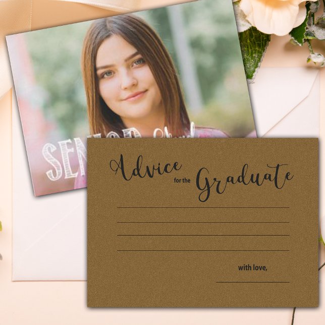 Senior Grad Photo Studentfest Adapter Rådkort (Senior Grad Class of 2025 Photo Graduation Party Advice Card)