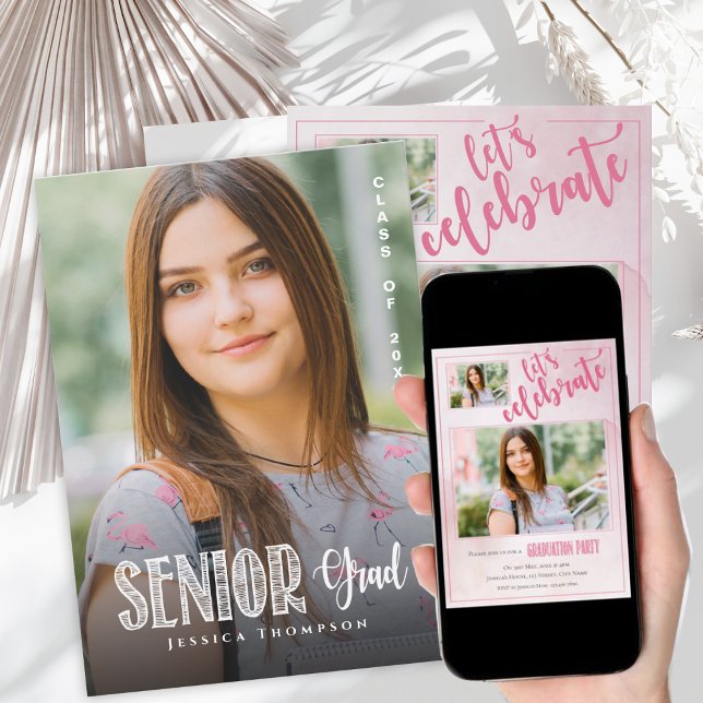 Senior Graduation Photo Party  Inbjudningar (Senior Graduation Photo Party — Print or Instant Download | Modern 2-Page Design)