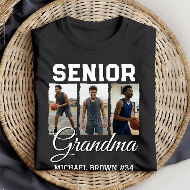 Senior Grandma Basketball Photo Collage Custom T Shirt (Skapare uppladdad)
