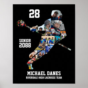 Senior Lacrosse Anpassad Sport Foto Collage Poster
