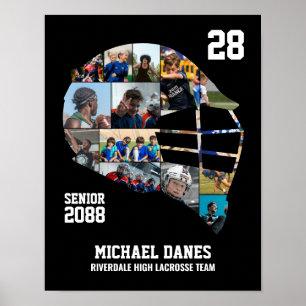 Senior Lacrosse Spelare Anpassad Foto Collage Poster