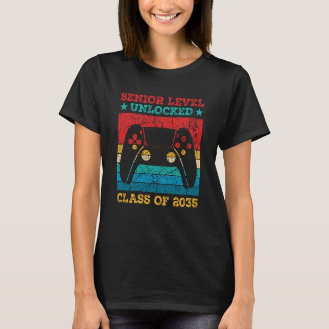 Senior Level Unlocked Class Of 2035 T Shirt (Framsida)