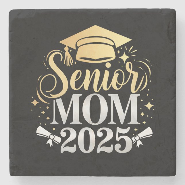 Senior Mamma 2025 Examen Familj Son Dotter Stenunderlägg (Framsidan)