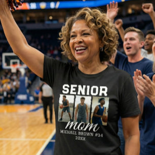 Senior Mamma Basketboll Fotokollage Anpassat Namn T Shirt