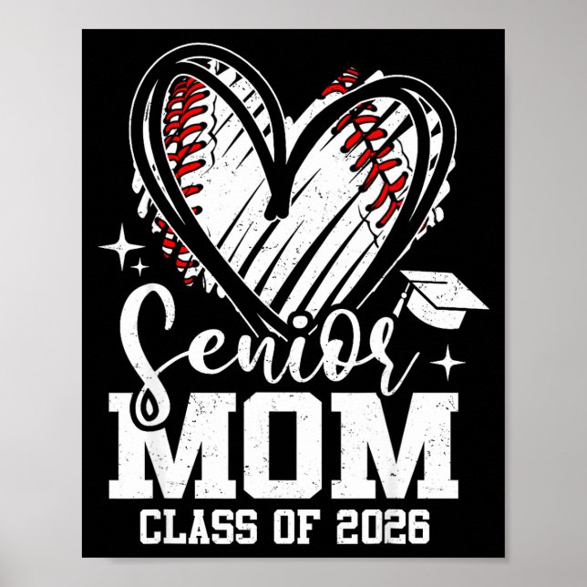 Senior mamma klass 2026 baseboll examen hjärta poster (Framsidan)
