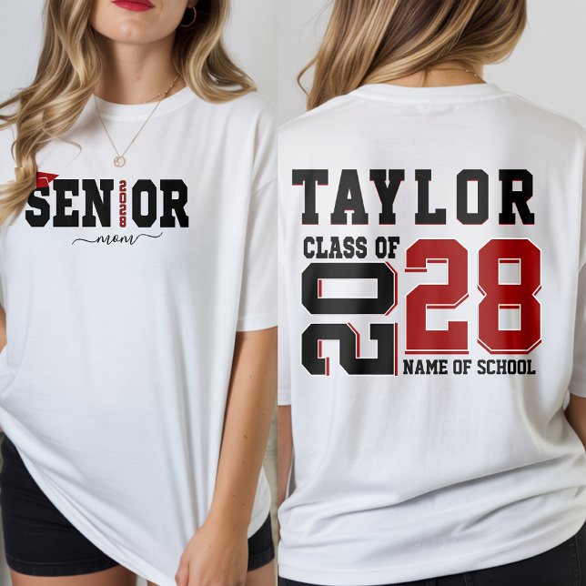 Senior Mamma Klass 2028 Personligt Namn T Shirt (Skapare uppladdad)