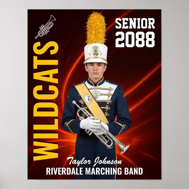 Senior Marching Band Custom Portrait Photo Sports Poster (Framsidan)