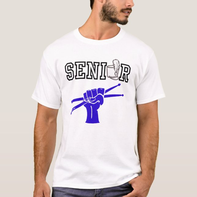 Senior Marching Band med röda trumstockar T Shirt (Framsida)