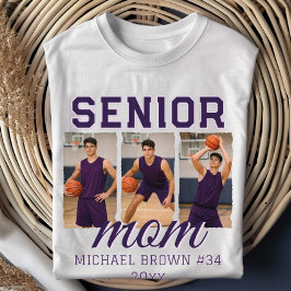 Senior Mom Basketball Photo Collage Custom Name T Shirt