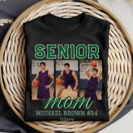 Senior Mom Basketball Photo Collage Custom Name T Shirt