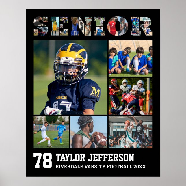 Senior Nght Sports Team Player Photo Collage Poster (Framsidan)