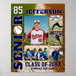 Senior Night Baseball Player Sports Photo Collage Poster