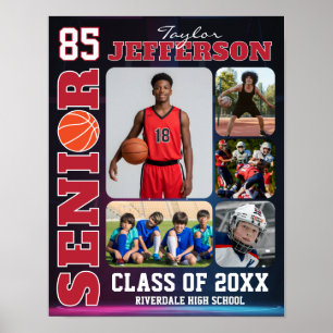 Senior Night Basketbollag Sport Foto Collage Poster