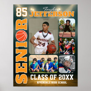Senior Night Basketlag Spelar Foto Collage Poster