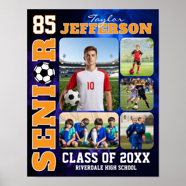 Senior Night Soccer Player Sports Photo Collage Poster (Framsidan)