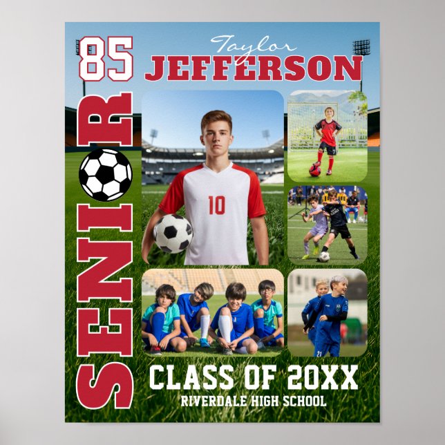 Senior Night Soccer Team Sports Photo Collage Poster (Framsidan)