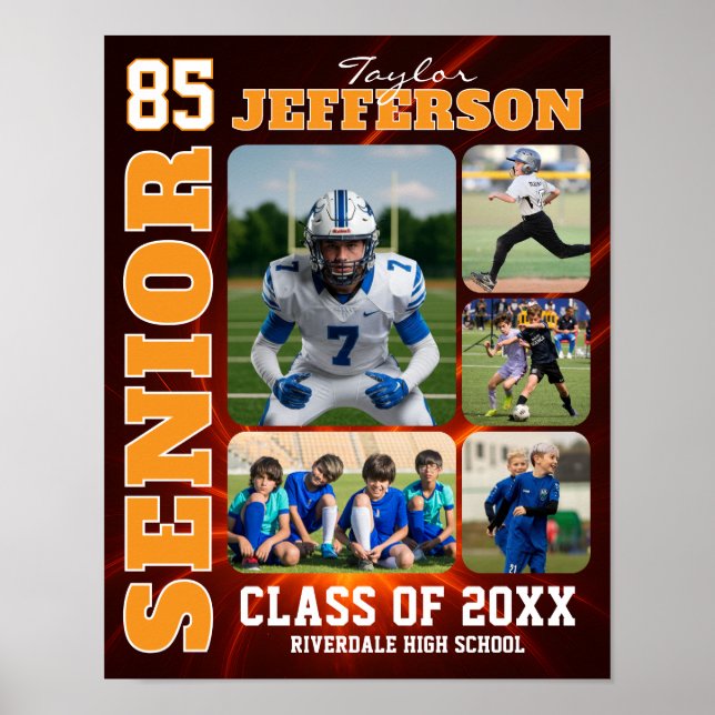 Senior Night Sportlag Anpassad Fotokollage Poster (Framsidan)