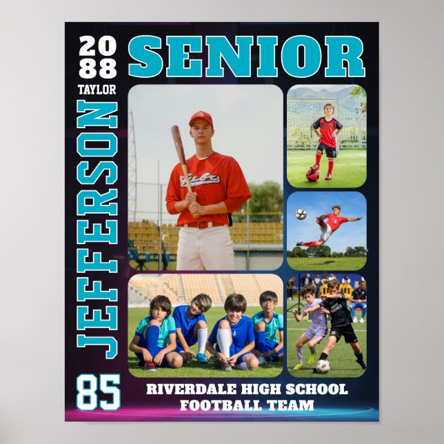 Senior Night Sports Team Player Photo Collage Poster (Framsidan)