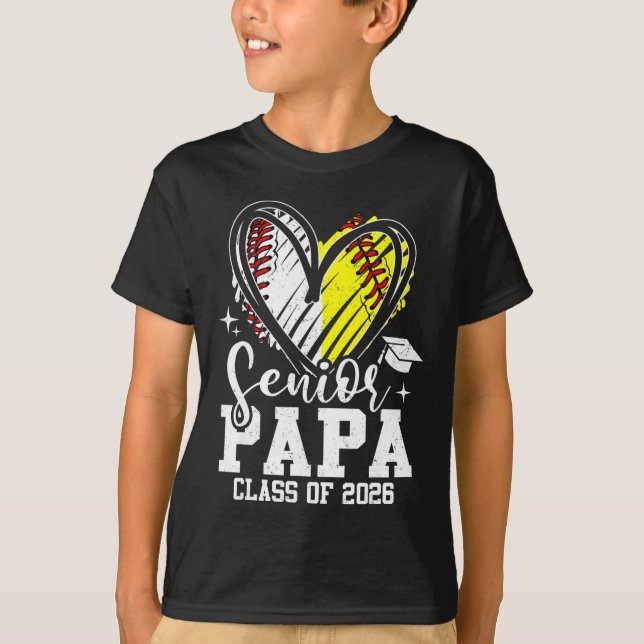 Senior Papa Cl Av 2026 Baseboll Softboll Examen T Shirt (Framsida)