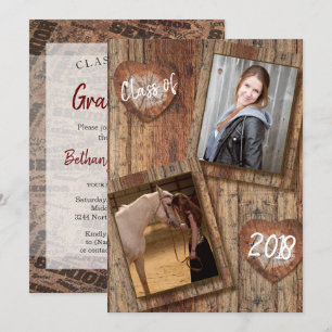 Senior Photo Studenten - Barnwood Inbjudningar