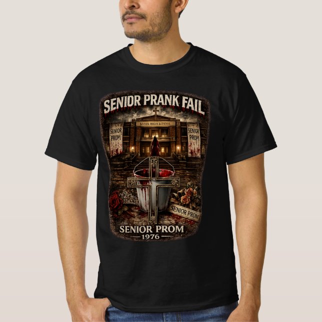 Senior Prank Fail Herrensvart Värde T-Shirt (Framsida)